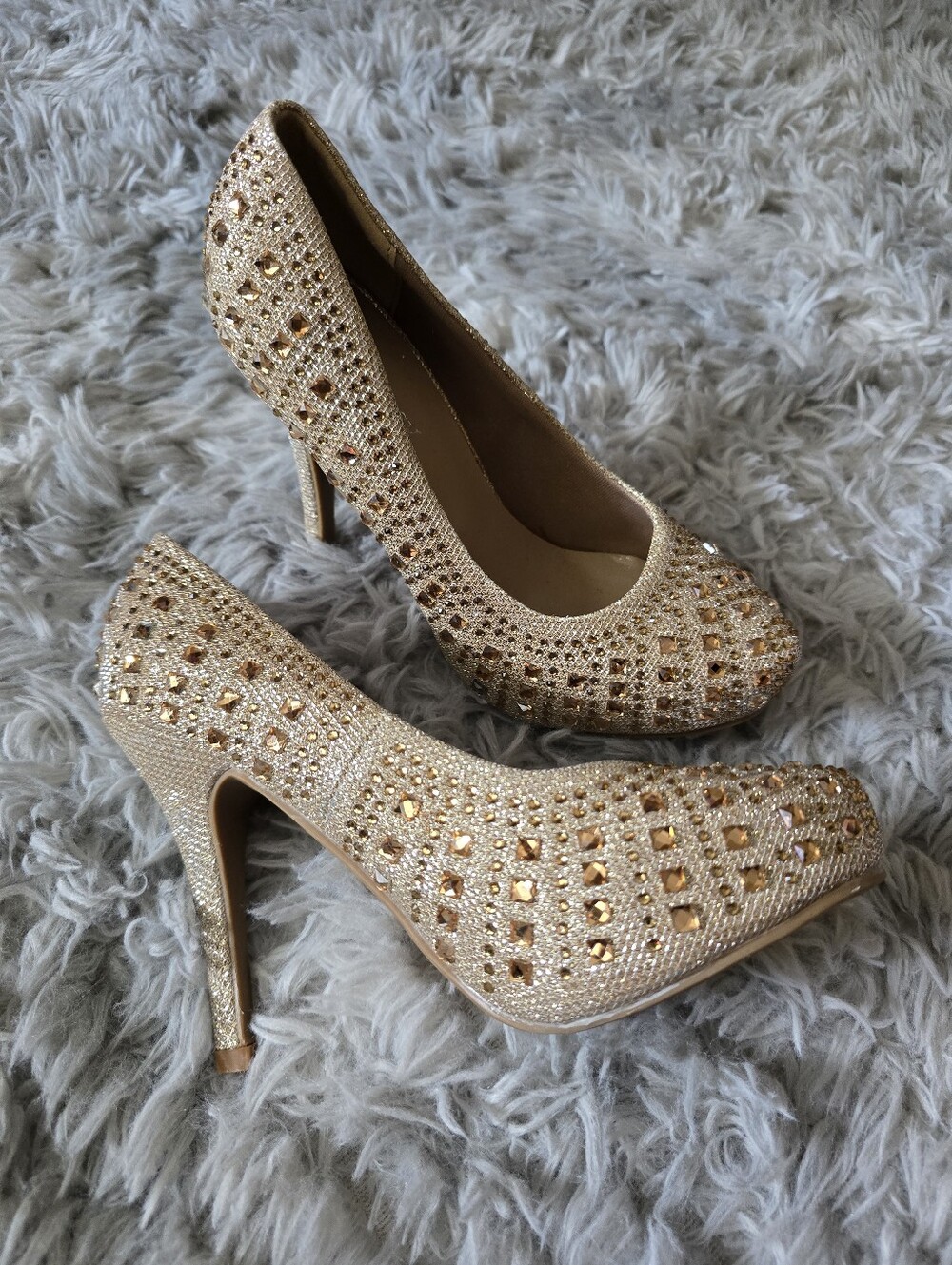 Delicacy Gold & Rhinestone Stiletto Heels
